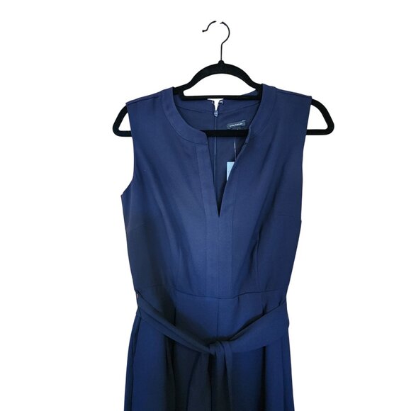 Ann Taylor Split Neck Sleeveless Tie Waist Jumpsuit Womens Size 4 Petite - Picture 3 of 10